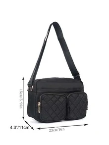 Quilted Detail Square Bag - Black - View 4