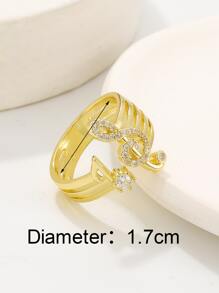 水鑽音符裝飾開口戒指 - 金黃色 - 查看 3