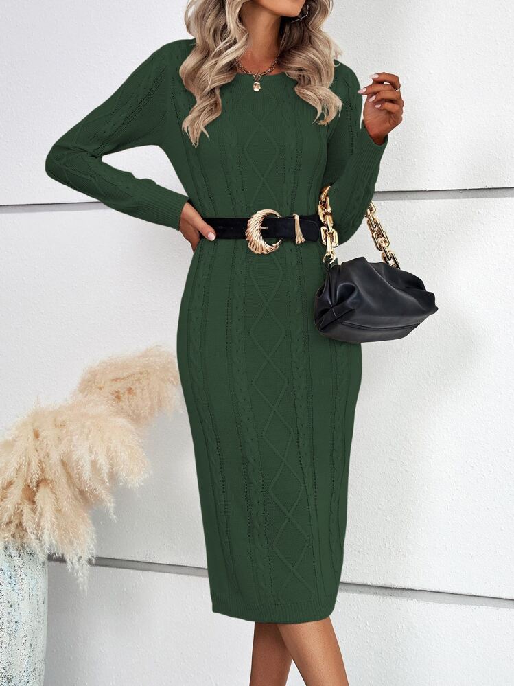 SHEIN Unity Cable Knit Sweater Dress Without Belt | SHEIN South Africa