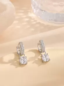 Hihho Bông tai thả khối Zirconia - Bạc - Xem 12