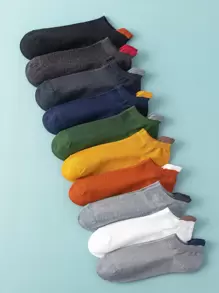10pairs Men Contrast Panel Ankle Socks - Multicolor - View 1