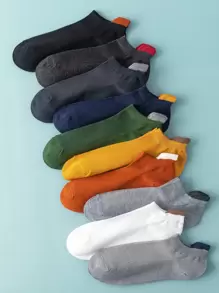 10pairs Men Contrast Panel Ankle Socks - Multicolor - View 3
