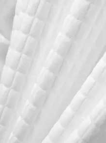 Manfinity Homme Loose Fit Men's Quilted Jacket With Flap Pockets, Plain, Long Sleeve, Going Out, Casual, Boyfriend Gift, Cargo - White - View 3