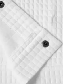 Manfinity Homme Loose Fit Men's Quilted Jacket With Flap Pockets, Plain, Long Sleeve, Going Out, Casual, Boyfriend Gift, Cargo - White - View 4