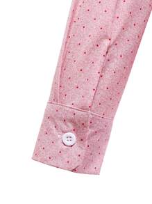 Manfinity Hombres Camisa con estampado de lunares con parche de bolsillo - Rosa - Ver 3