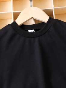 Toddler Girls Solid Sweatshirt & Joggers & Hat - Black - View 5