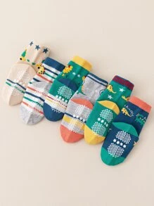 6雙條紋圖案嬰兒襪子 - 彩色 - 查看 2