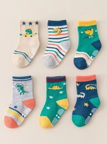 6雙條紋圖案嬰兒襪子 - 彩色 - 查看 3