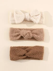 3pcs/Set Soft And Warm Brown Lamb Wool Headbands For Toddlers (1-3 Years Old), Fall/Winter - Brown - View 1