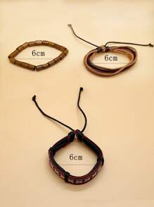 3 piezas Pulsera con diseño de cuenta - Café integral - Ver 3
