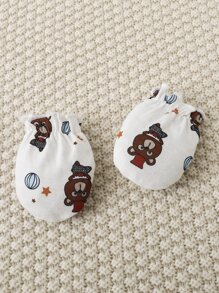 SHEIN 嬰兒男寶9入組熊印花連身衣和褲子 - 白色 - 查看 6