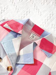 嬰兒格紋印花雙排釦西裝外套和腰帶背心連衣裙 - 彩色 - 查看 3