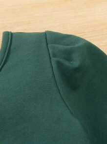 Toddler Girls Asymmetrical Neck Top & Pleated Hem Skirt - Dark Green - View 4