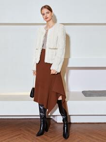 MOTF PREMIUM CONTRAST BINDING FLUFFY COAT - Beige - View 7