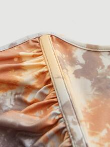 SHEIN MOD 紮染不對稱下擺褶邊抹胸上衣 - 彩色 - 查看 3