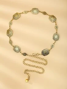 Oval Decor Chain Belt - Gold - View 1