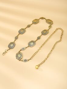 Oval Decor Chain Belt - Gold - View 2