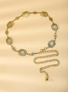 Oval Decor Chain Belt - Gold - View 4