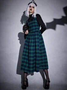 ROMWE Goth Plaid Print A-line Dress - Multicolor - View 2