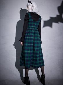 ROMWE Goth Plaid Print A-line Dress - Multicolor - View 6