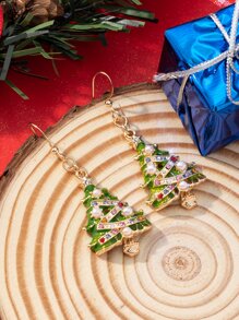 Christmas Tree Drop Earrings - Multicolor - View 1
