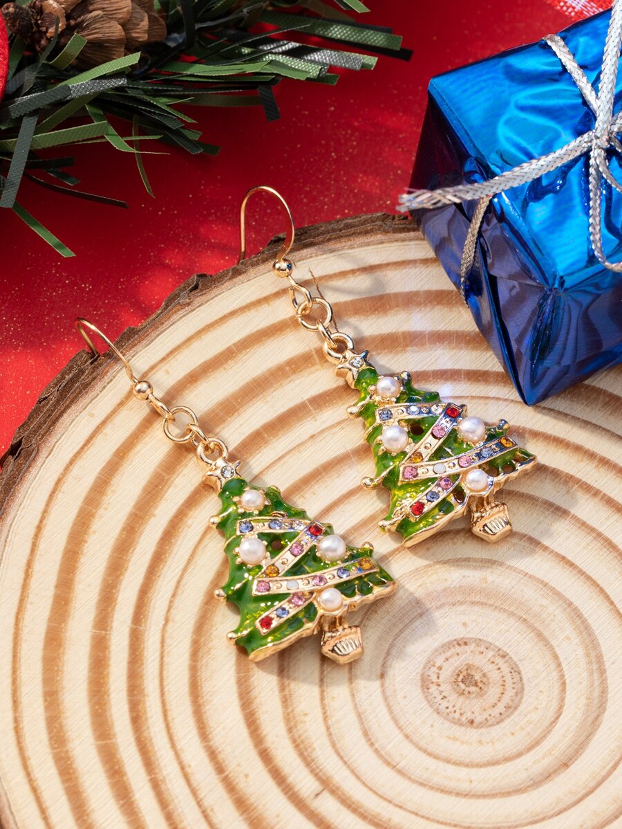 Christmas Tree Drop Earrings - Multicolor - View 1