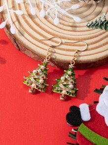 Christmas Tree Drop Earrings - Multicolor - View 2