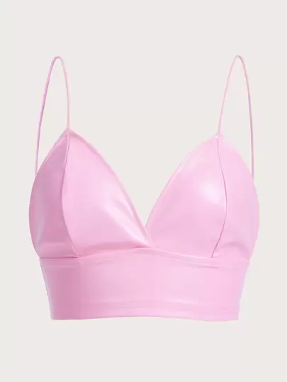 SHEIN ICON PU皮革吊帶短上衣