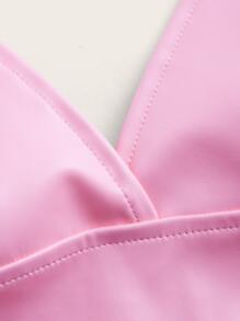 SHEIN ICON PU皮革吊帶短上衣 - 淺粉色 - 查看 3