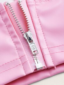 SHEIN ICON PU皮革吊帶短上衣 - 淺粉色 - 查看 4