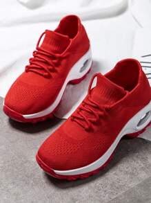 女士紅色步行鞋,前繫帶運動步行鞋 - 紅色 - 查看 5