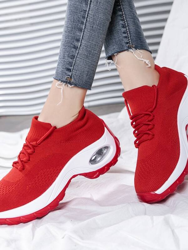 Women's Red Walking Shoes, Front Laceup Sports Walking Shoes SHEIN USA