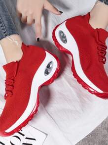 女士紅色步行鞋,前繫帶運動步行鞋 - 紅色 - 查看 7