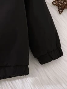 Baby Teddy Lined Hooded Jacket - Black - View 6