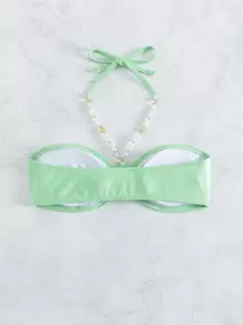 SHEIN Swim Summer Beach Ring Linked Bikini Top - Mint Green - View 2