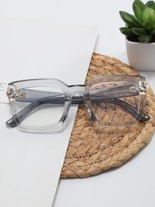 Square Frame Women's Fashionable Design Glasses - Light Grey - View 1