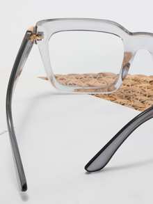 Square Frame Women's Fashionable Design Glasses - Light Grey - View 4