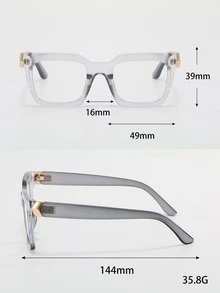 Square Frame Women's Fashionable Design Glasses - Light Grey - View 5