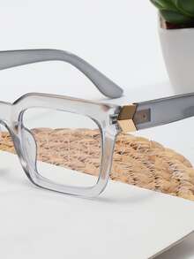 Square Frame Women's Fashionable Design Glasses - Light Grey - View 7
