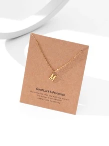 Letter Charm Necklace - Yellow Gold - View 1
