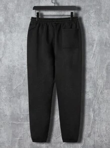 Manfinity Men Letter Graphic Drawstring Hoodie & Joggers - Black and White - View 4