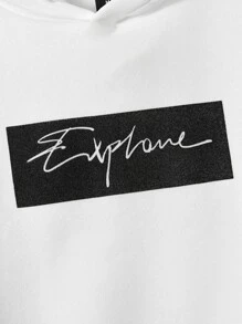 Manfinity Men Letter Graphic Drawstring Hoodie & Joggers - Black and White - View 5