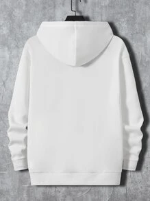 Manfinity Men Letter Graphic Drawstring Hoodie & Joggers - Black and White - View 8