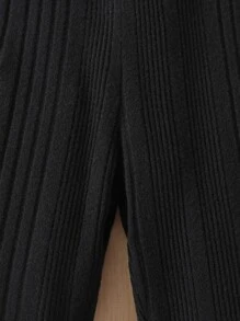 Pantalones Acampanados De Tejido De Punto Acanalado Para Niña En Edad Intermedia - Negro - Ver 3