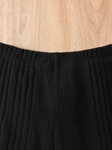 Pantalones Acampanados De Tejido De Punto Acanalado Para Niña En Edad Intermedia - Negro - Ver 5
