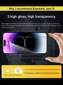 2pcs Privacy Screen Protector & 2pcs Camera Lens Protector Compatible With iPhone - Black - View 3