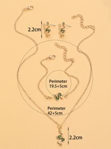4pcs/set Rhinestone Snake Decor Jewelry Set - Yellow Gold - View 5
