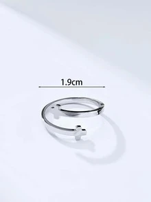 Hombres Anillo decoración cruzada cruzado - Plateado - Ver 4