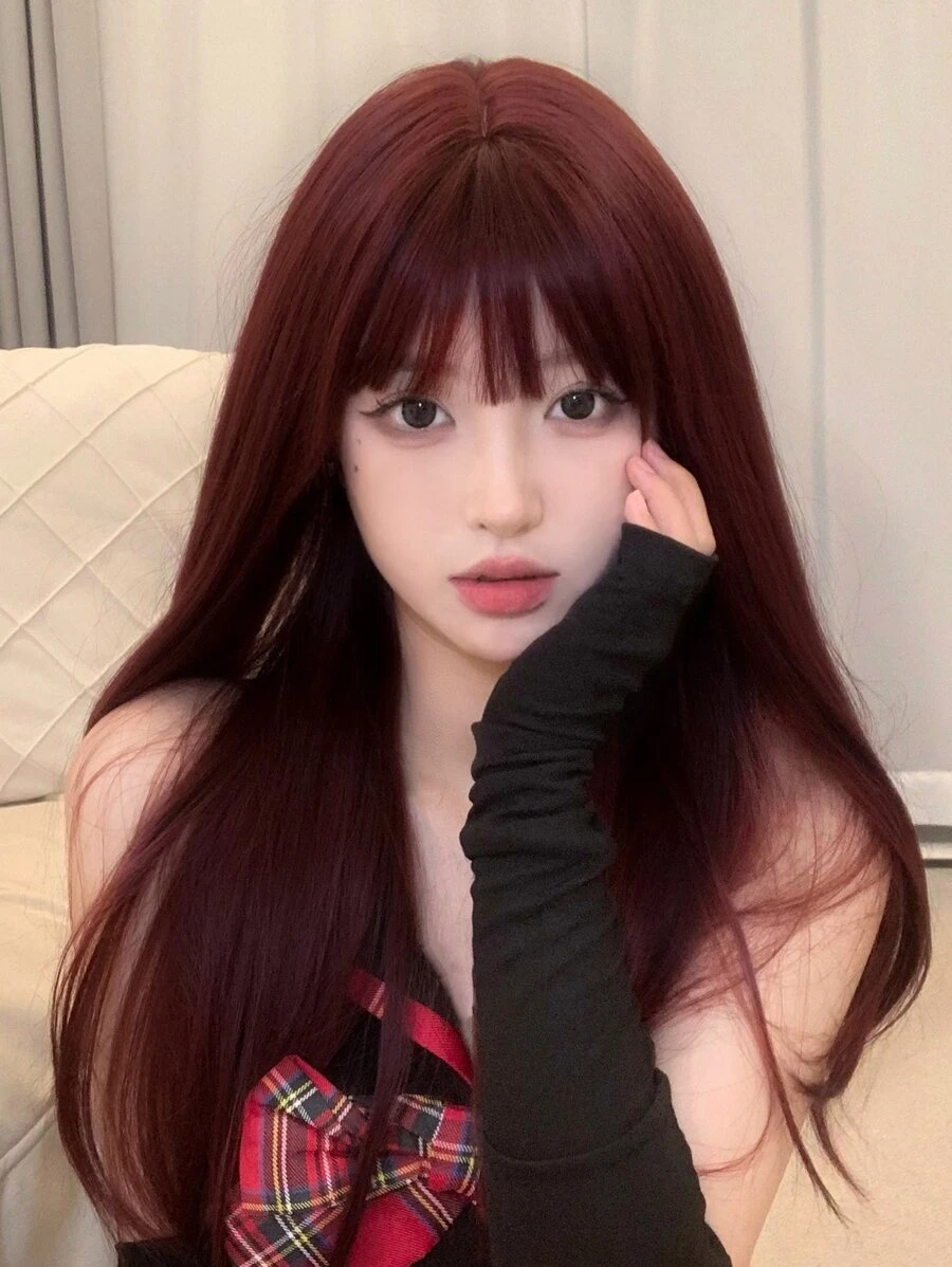 Tóc giả tổng hợp dài thẳng có mái bằng