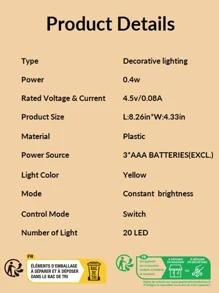 1 pieza Luz de la decoración con diseño flor - Amarillo - Ver 3